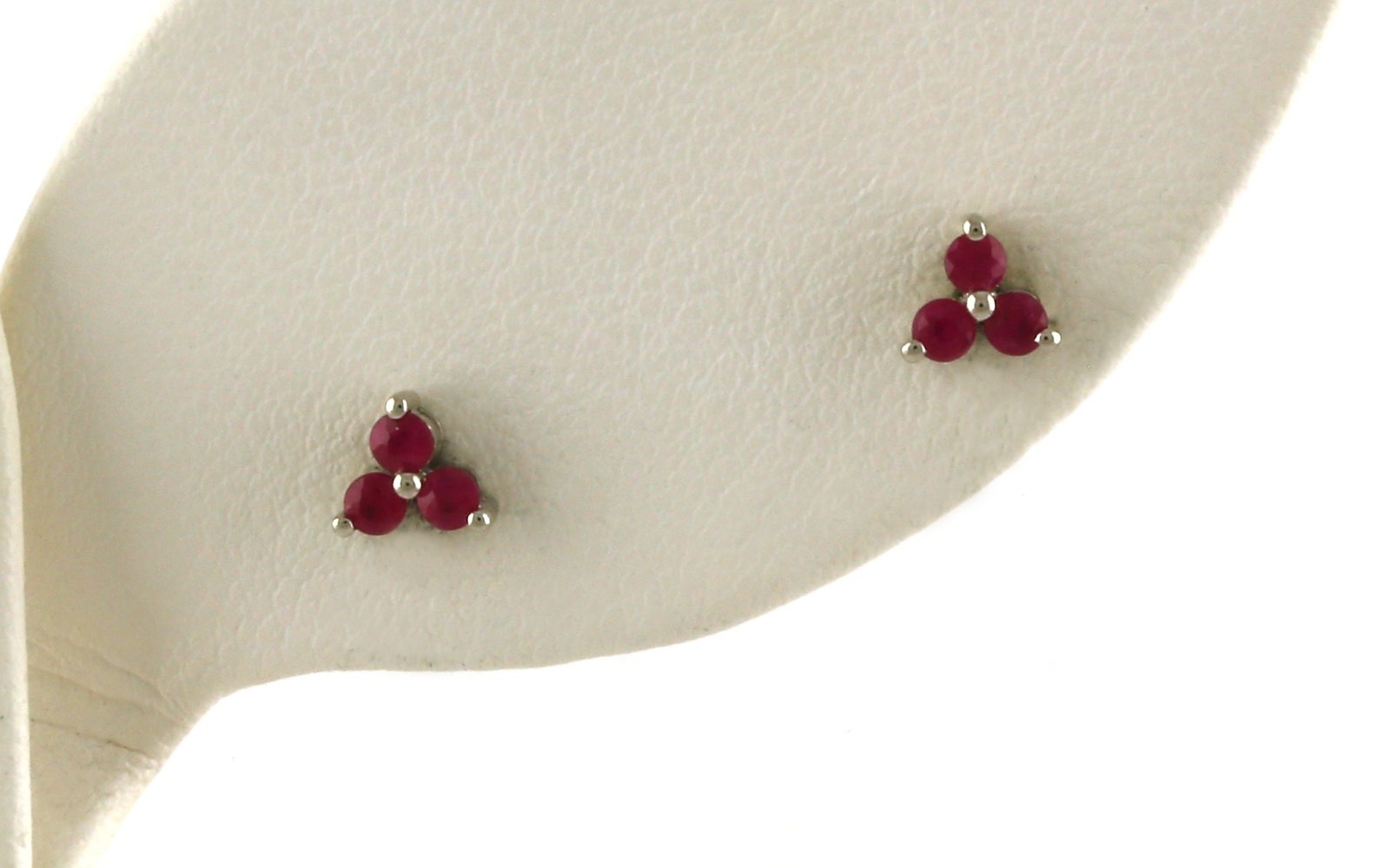 Ruby Cluster Stud Earrings in White Gold (0.28cts TWT)