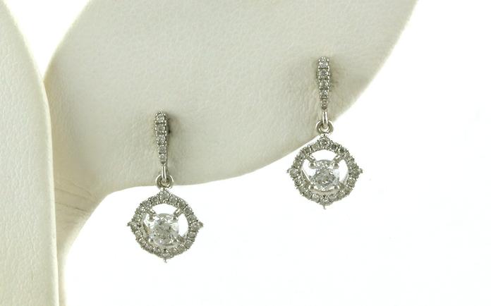 content/products/Halo-style Diamond Dangle Earrings in White Gold (0.50cts TWT)