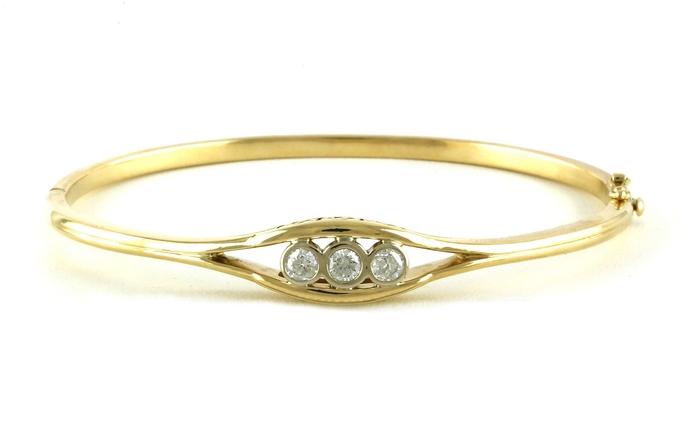 content/products/Estate Piece: Diamond 3-stone Hinged Bangle Bracelet in Yellow Gold (0.45cts TWT)