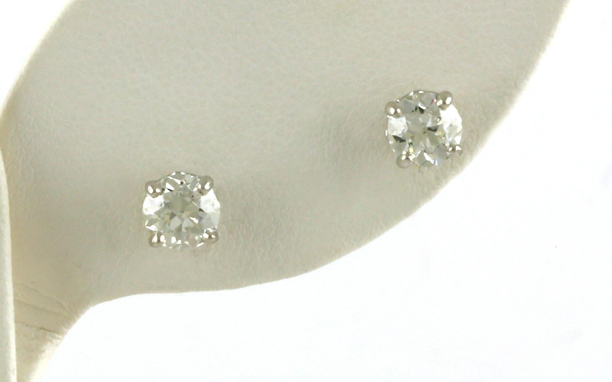 Diamond Scroll Solitaire Stud Earrings in White Gold (0.66cts TWT)
