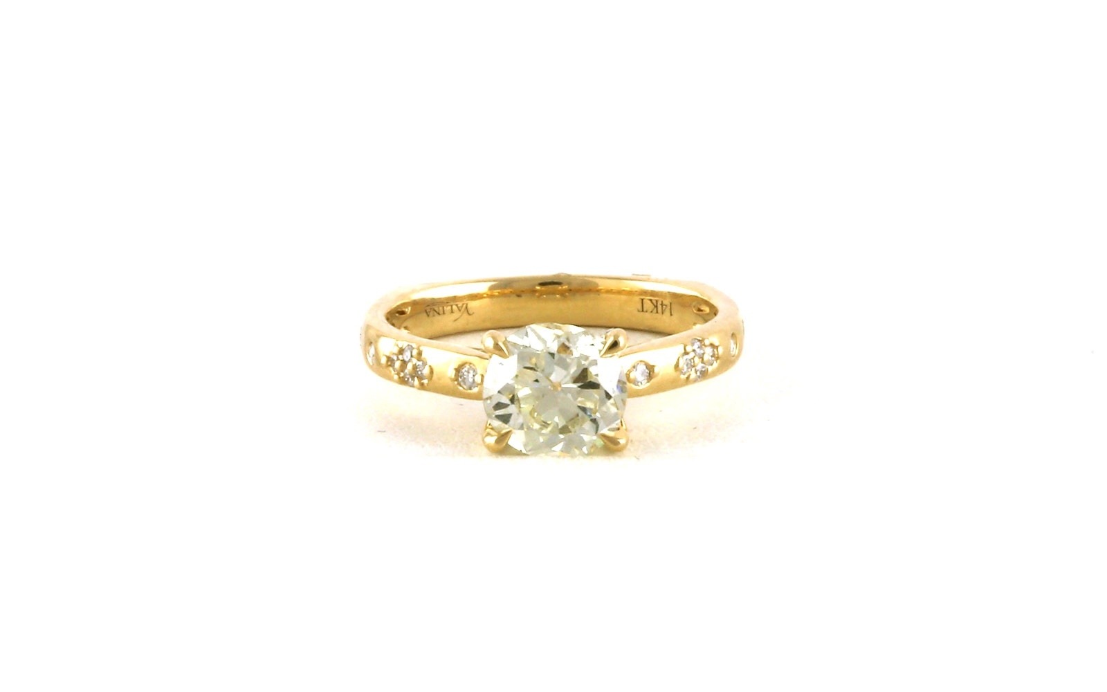 Diamond 4-prong with Flush-set Accents Engagement Ring in Yellow Gold (1.72cts TWT)