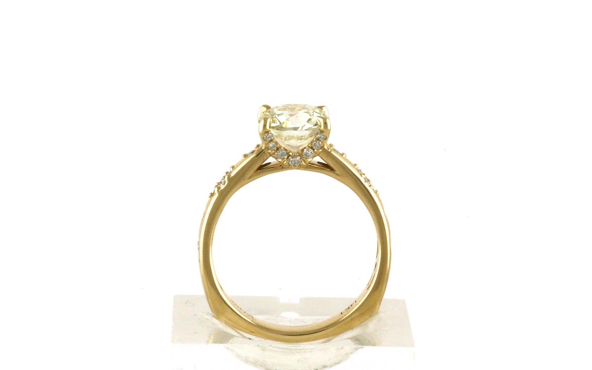 Diamond 4-prong with Flush-set Accents Engagement Ring in Yellow Gold (1.72cts TWT) side