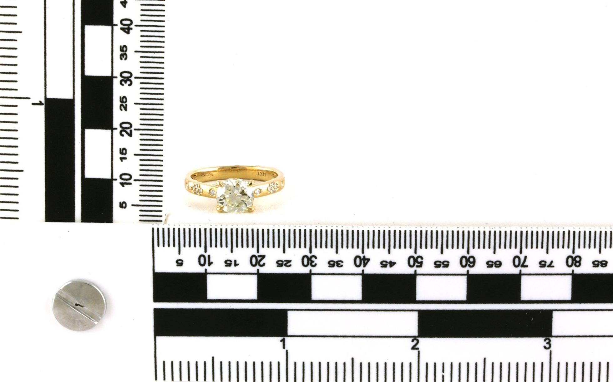Diamond 4-prong with Flush-set Accents Engagement Ring in Yellow Gold (1.72cts TWT) scale