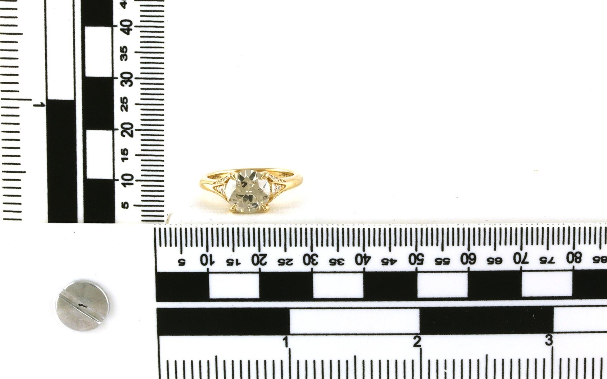 Diamond 4-Prong with Tapered Rounded Shank Accented Engagement Ring in Yellow Gold (2.57cts TWT) scale