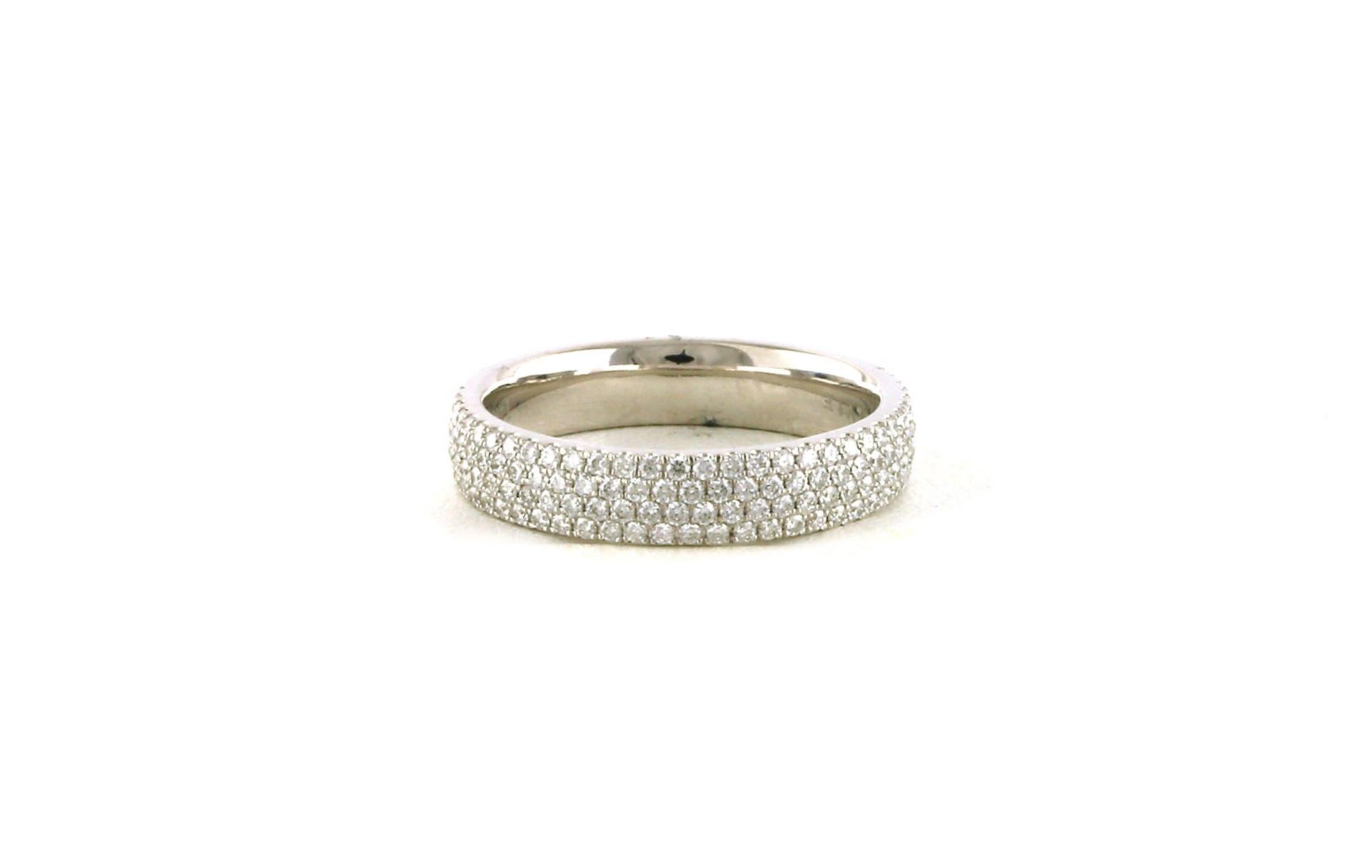 Diamond 4-Row Pave Wedding Band in White Gold (0.64cts TWT)