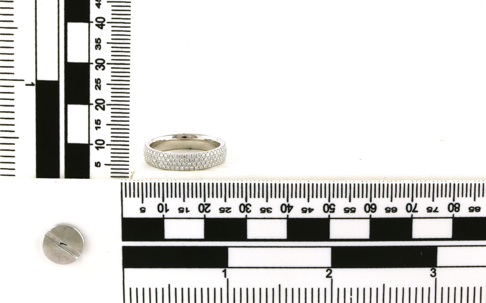 Diamond 4-Row Pave Wedding Band in White Gold (0.64cts TWT) scale