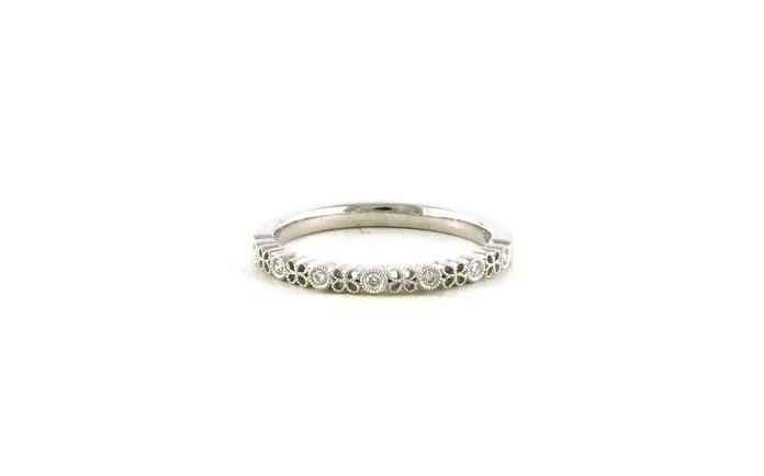 content/products/Diamond Floral Milgrain and Bezel-set Wedding Band in White Gold (0.08cts TWT)