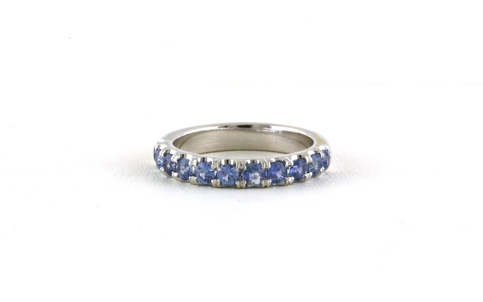 Montana Yogo Sapphire 11-Stone U-cup Band in White Gold (1.08cts TWT)
