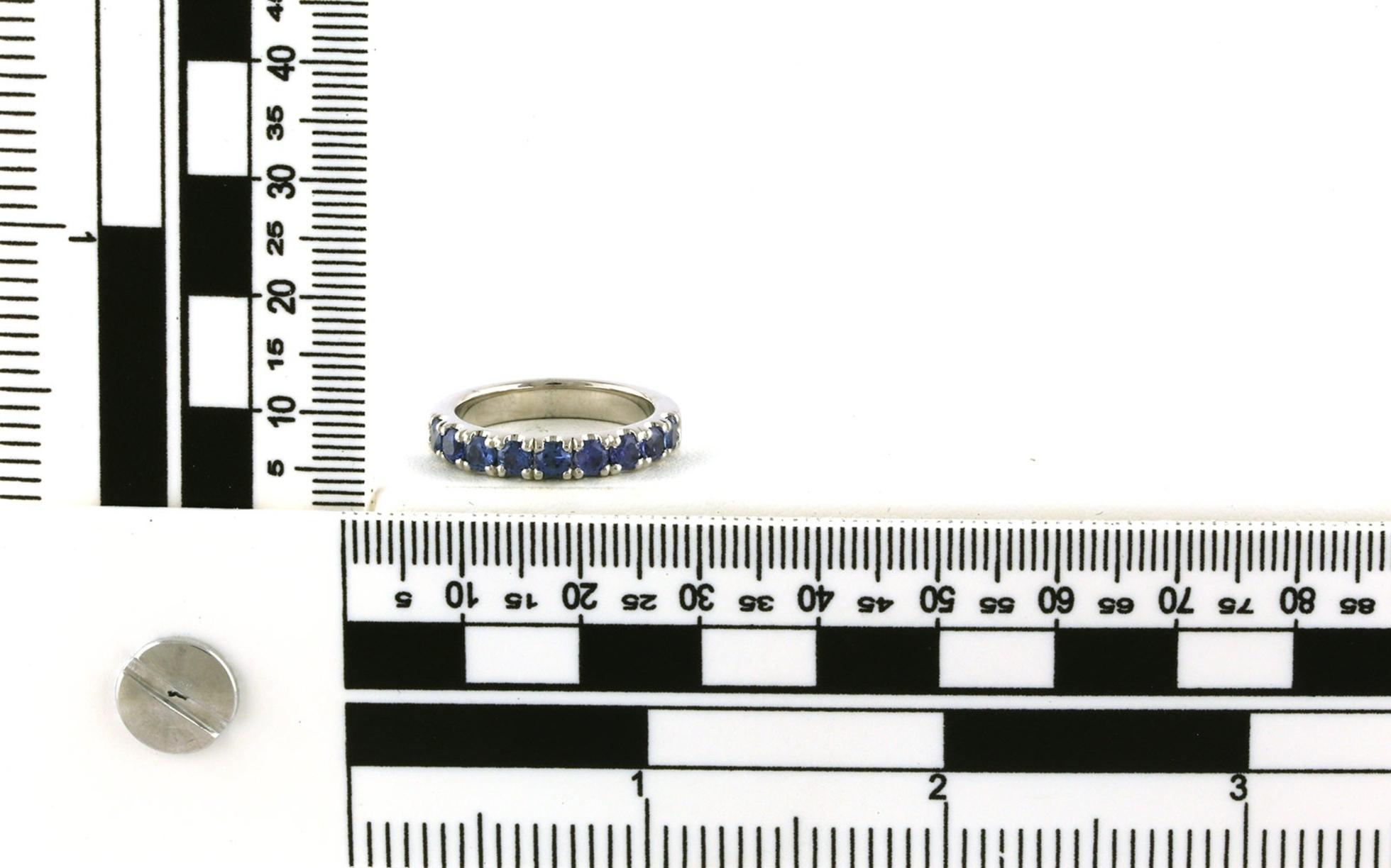 Montana Yogo Sapphire 9-Stone U-Cup Band in White Gold (1.19cts TWT) scale