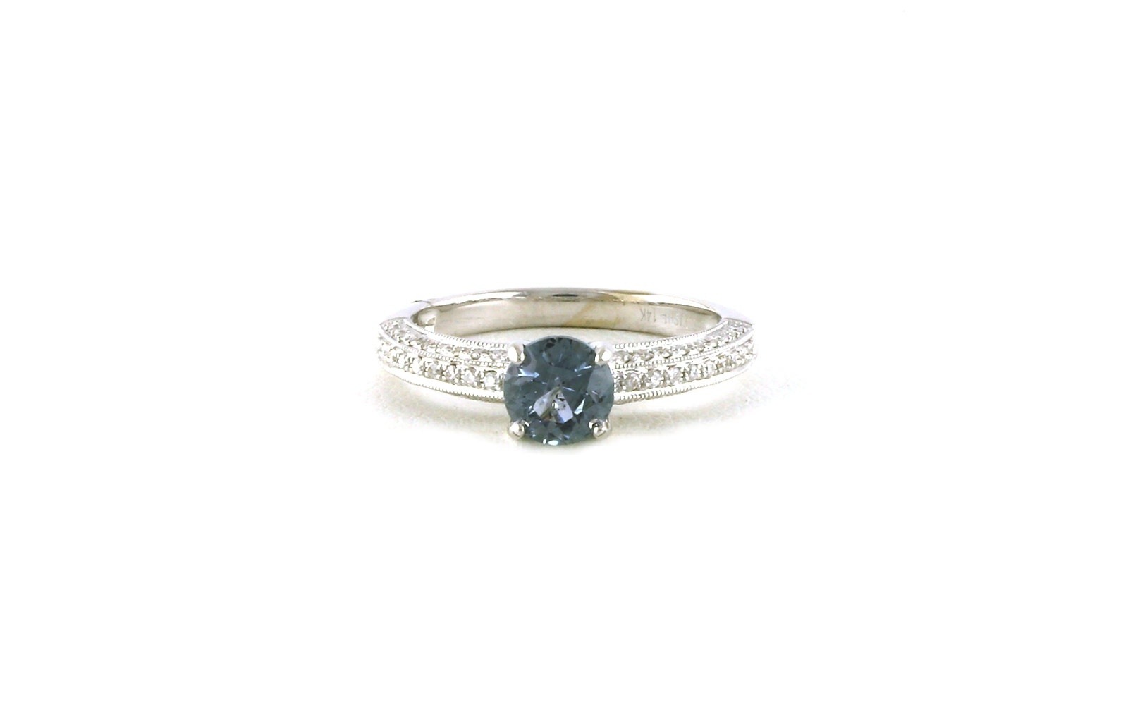 Montana Sapphire and Diamond 4-Prong with 3 Sided Pave Band in White Gold (1.33cts TWT)