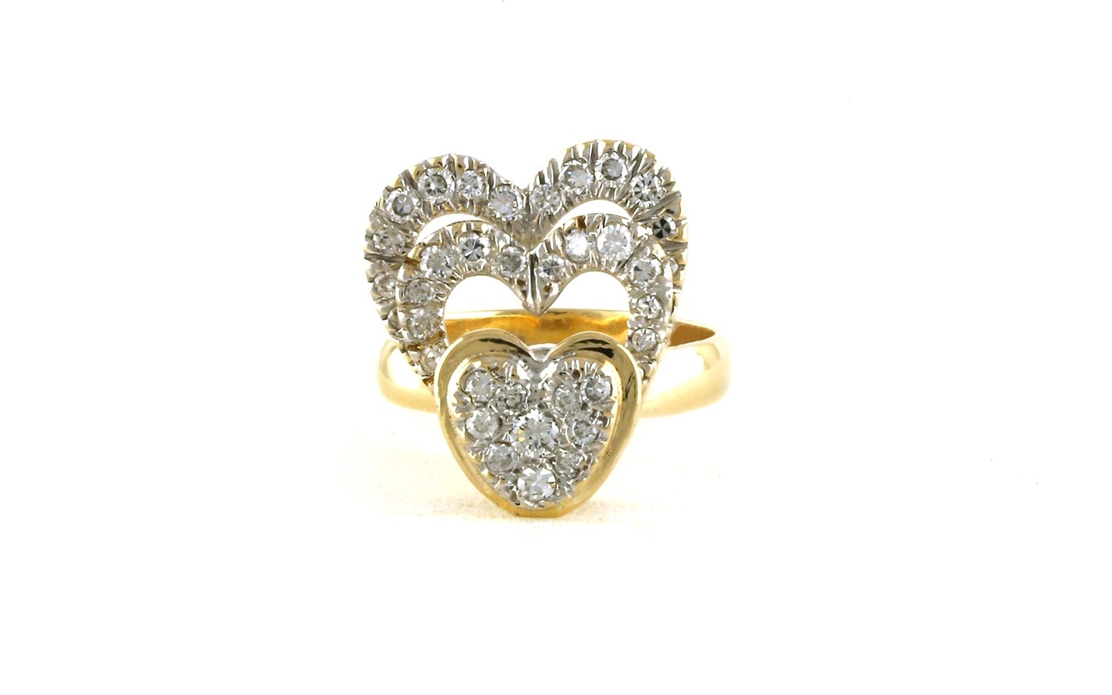 Estate Piece: Diamond Heart Fidget Ring in Yellow Gold and Rhodium (0.50cts TWT)