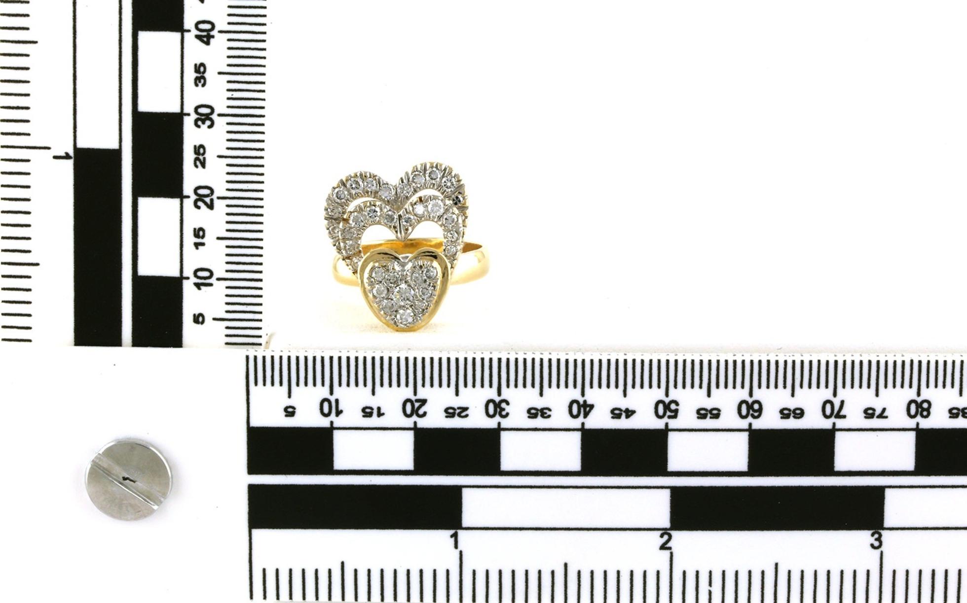Estate Piece: Diamond Heart Fidget Ring in Yellow Gold and Rhodium (0.50cts TWT) scale