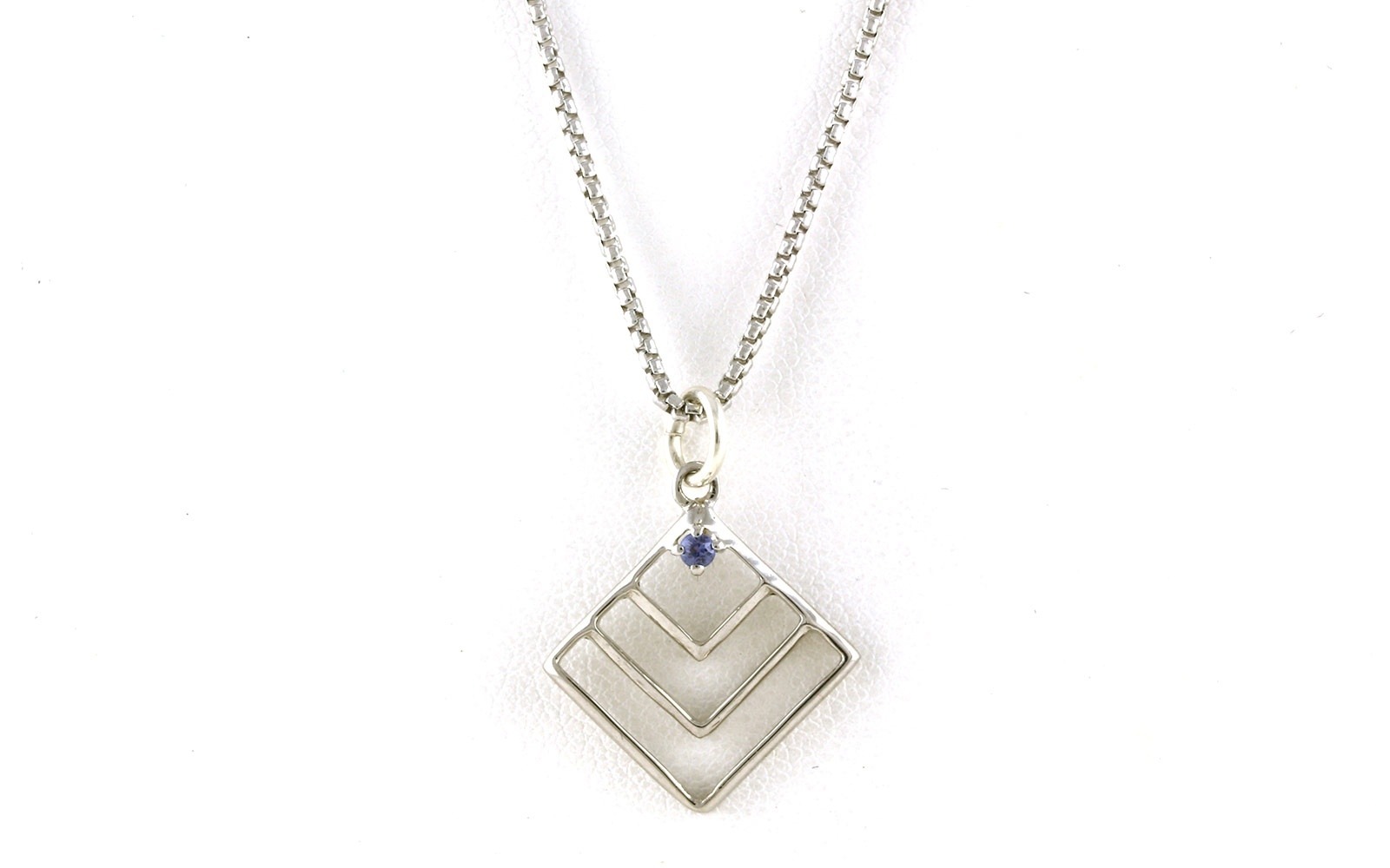 Montana Yogo Sapphire Square Inside Necklace in Sterling Silver (0.04ct)