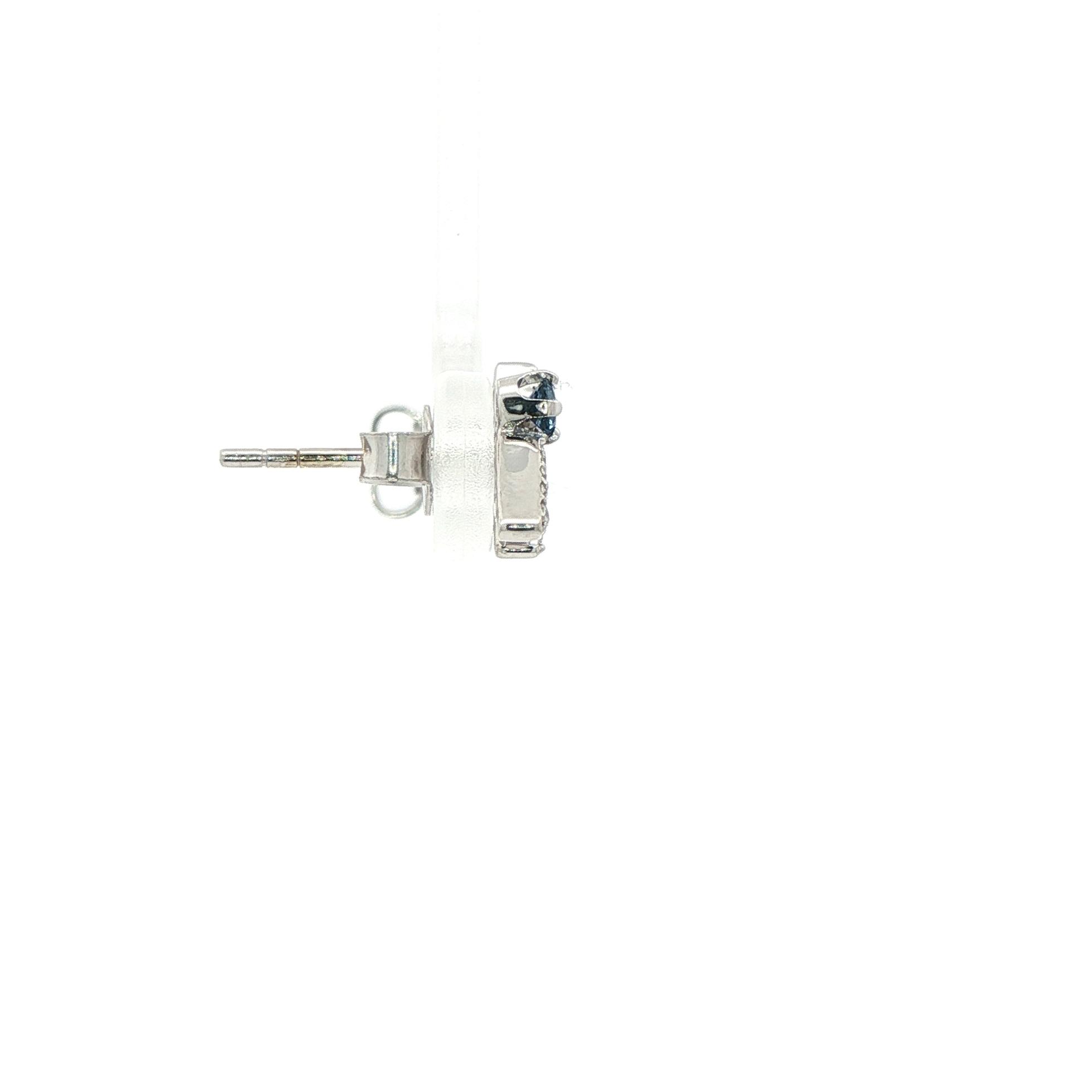 Mountain Ridgeline White Gold Stud Earrings with Pave Diamonds and Montana Yogo Sapphire (0.35cts TWT) side