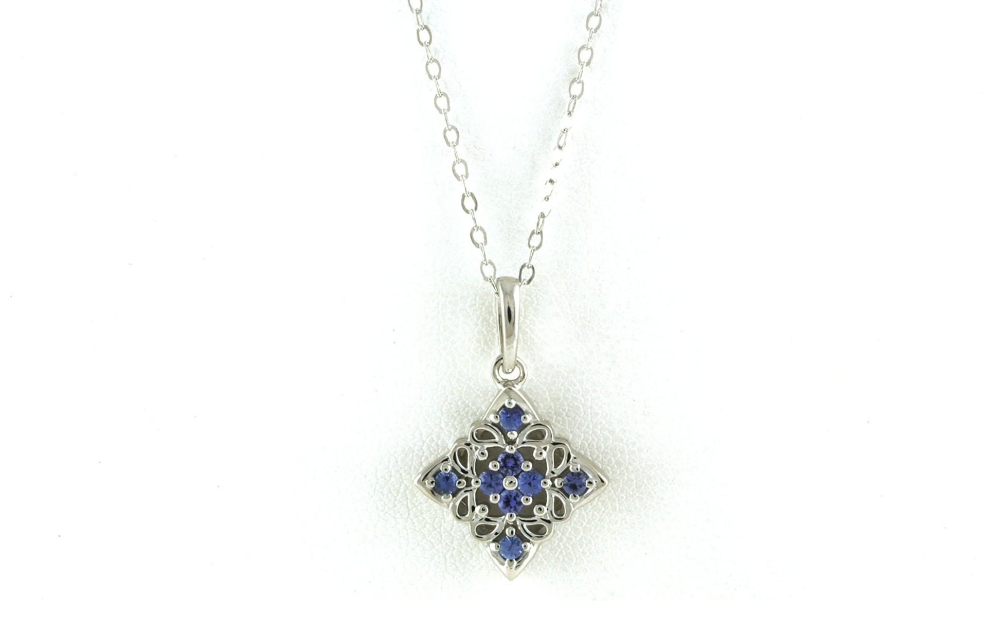 Montana Yogo Sapphire Woven Cluster Necklace in Sterling Silver (0.30cts TWT)