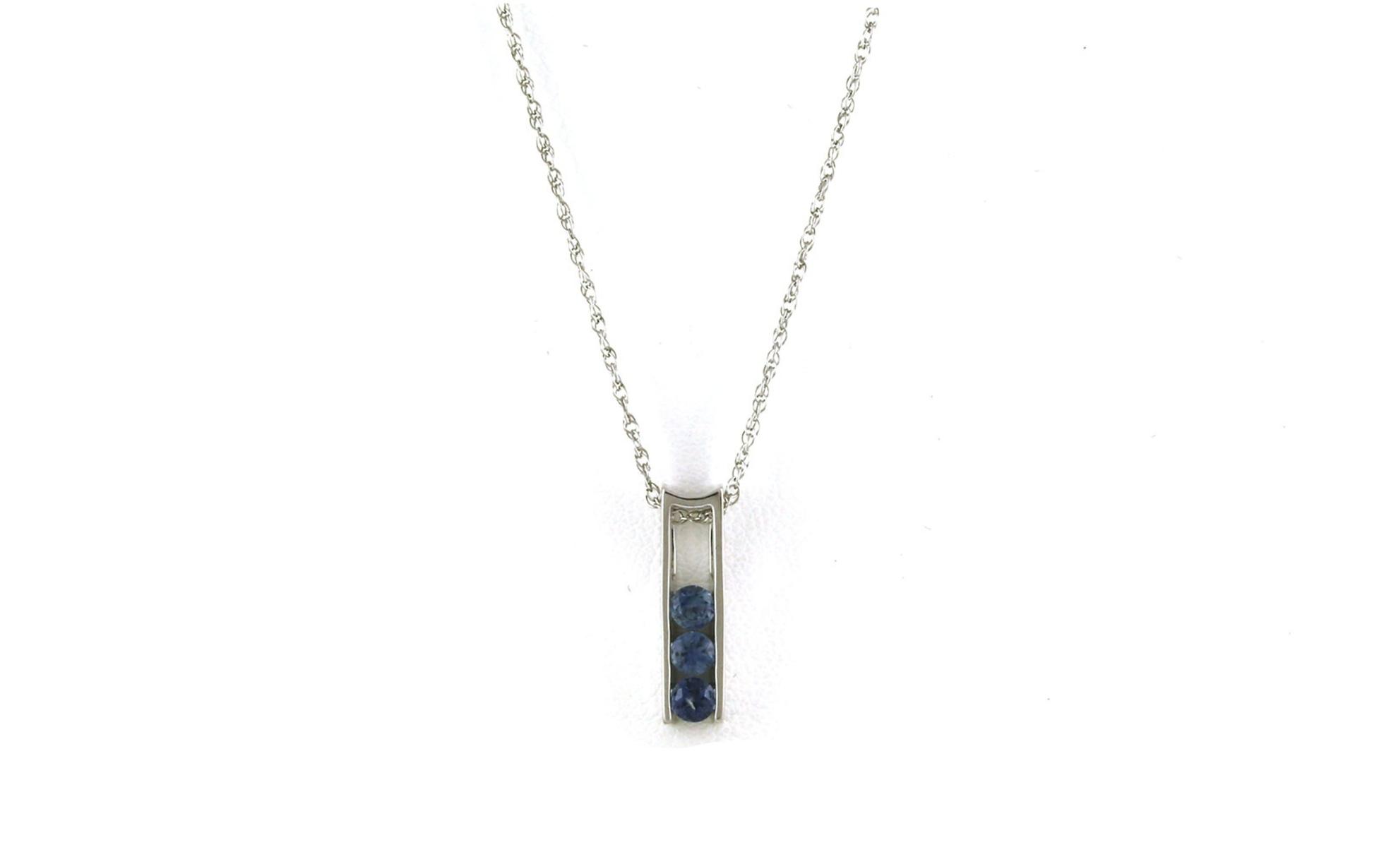 Montana Sapphire 3-Stone Tapered Bar-Set Necklace in Sterling Silver (0.51cts TWT)