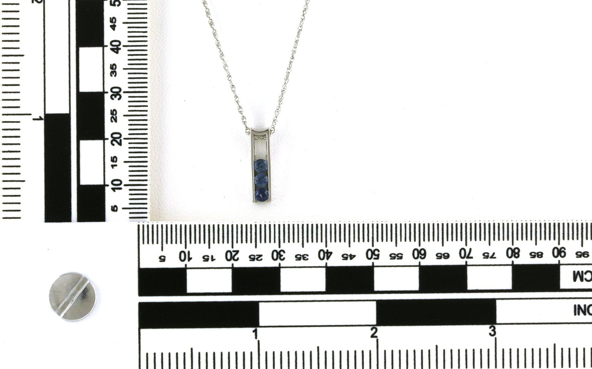 Montana Sapphire 3-Stone Tapered Bar-Set Necklace in Sterling Silver (0.51cts TWT) scale