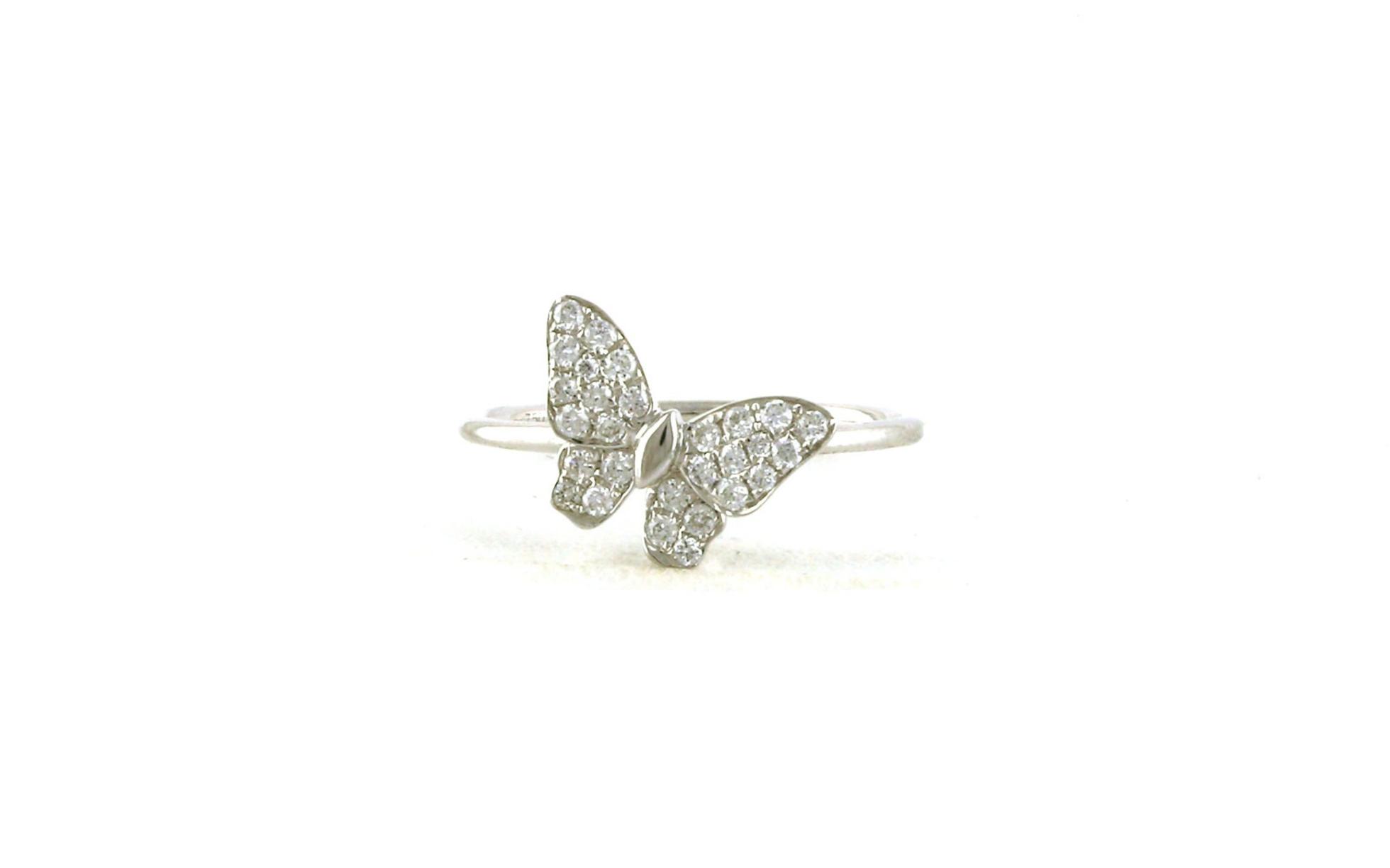 Estate Piece: Diamond Butterfly Fashion Ring in White Gold (0.20cts TWT)