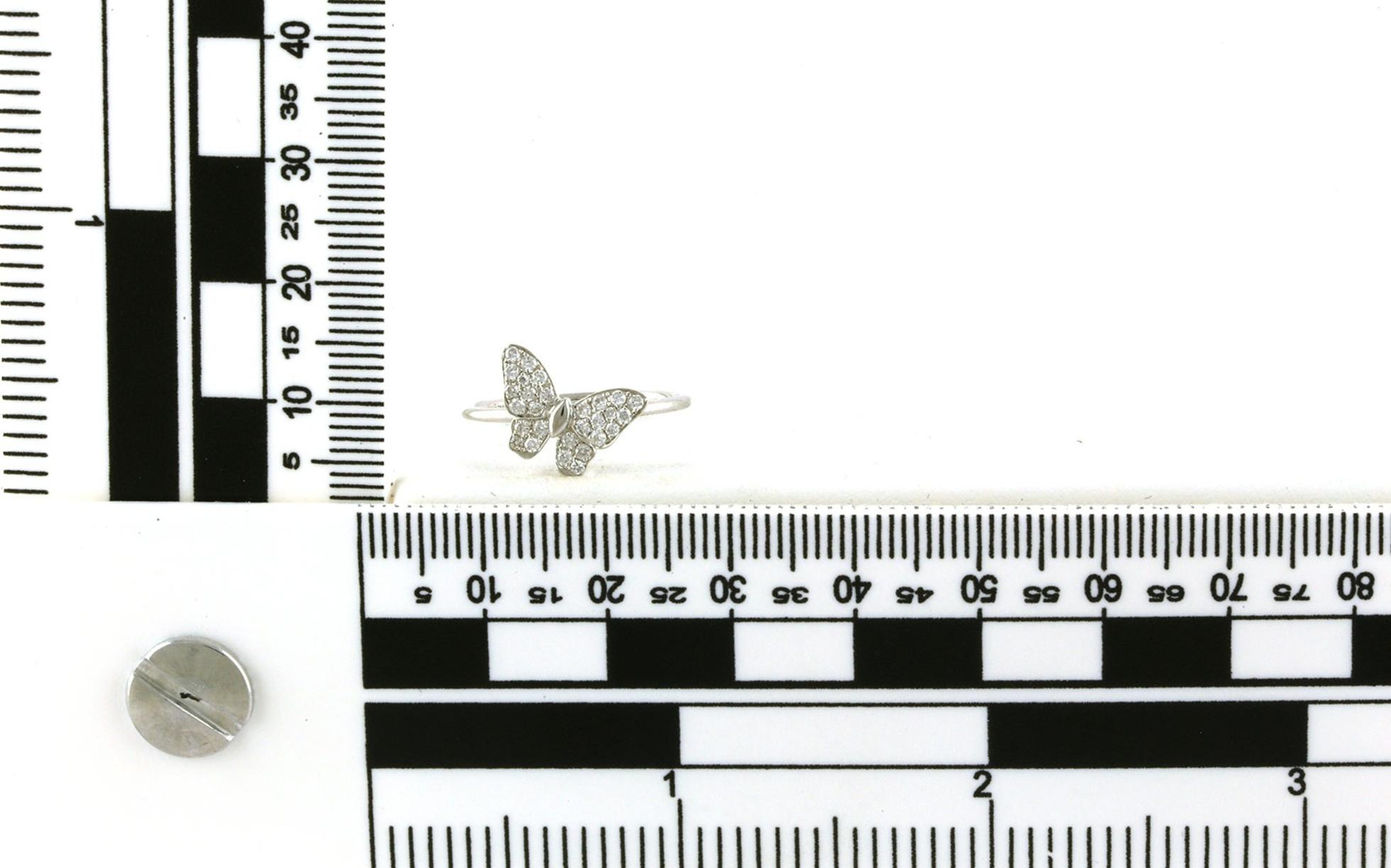 Estate Piece: Diamond Butterfly Fashion Ring in White Gold (0.20cts TWT) scale