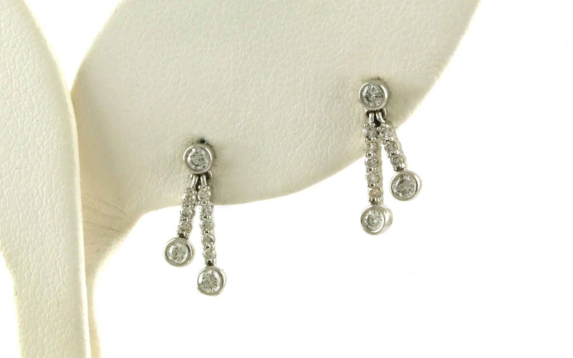 Estate Piece: Diamond Two-Tone Drop Stud Earrings in White Gold (0.45cts TWT)