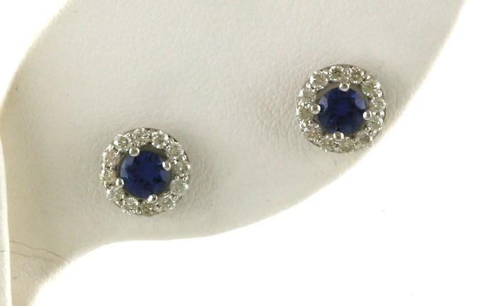 content/products/Montana Yogo Sapphire and Diamond Halo Stud Earrings in White Gold (0.99cts TWT)