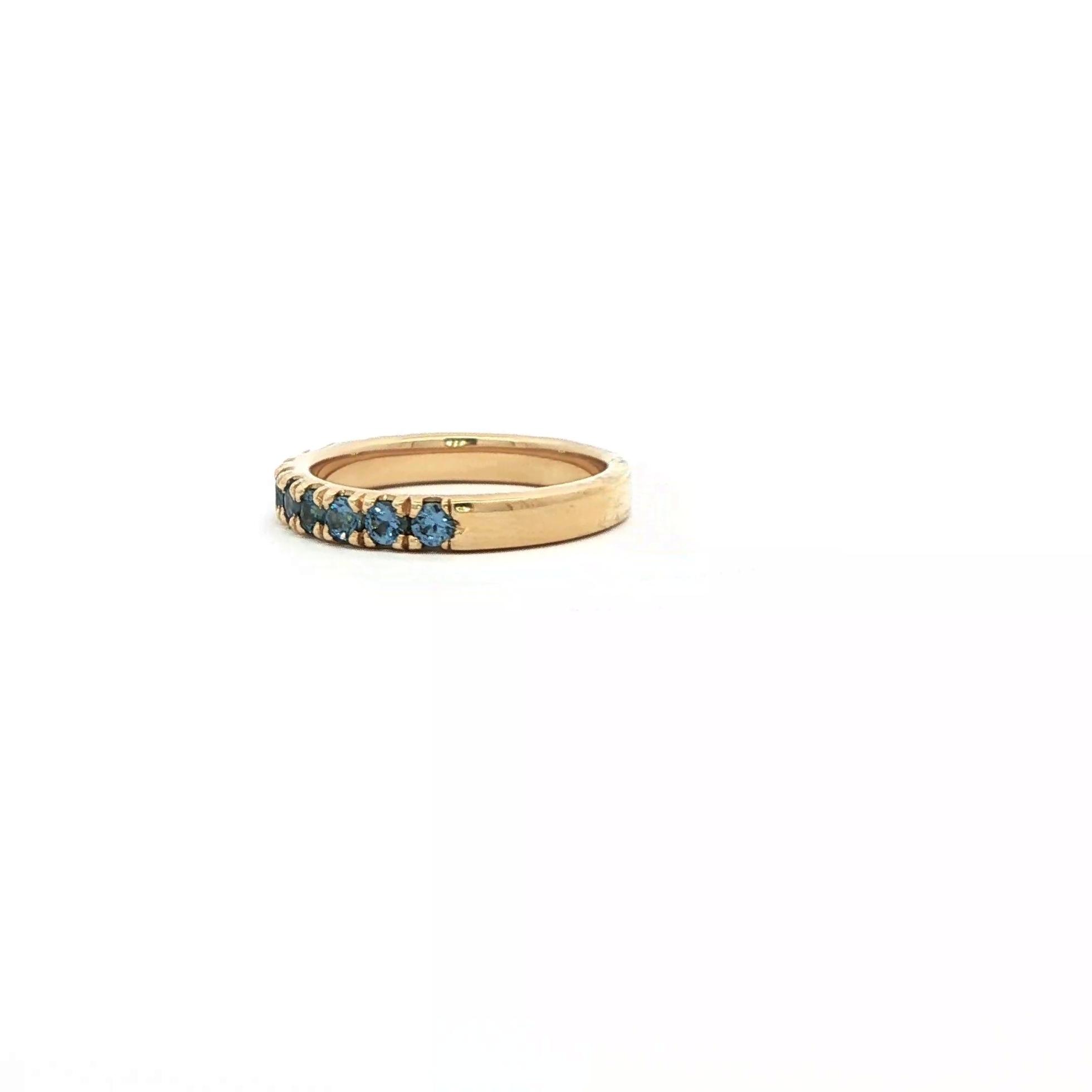 Montana Yogo Sapphire 11-Stone U-Cup Band in Yellow Gold (0.74cts TWT) side