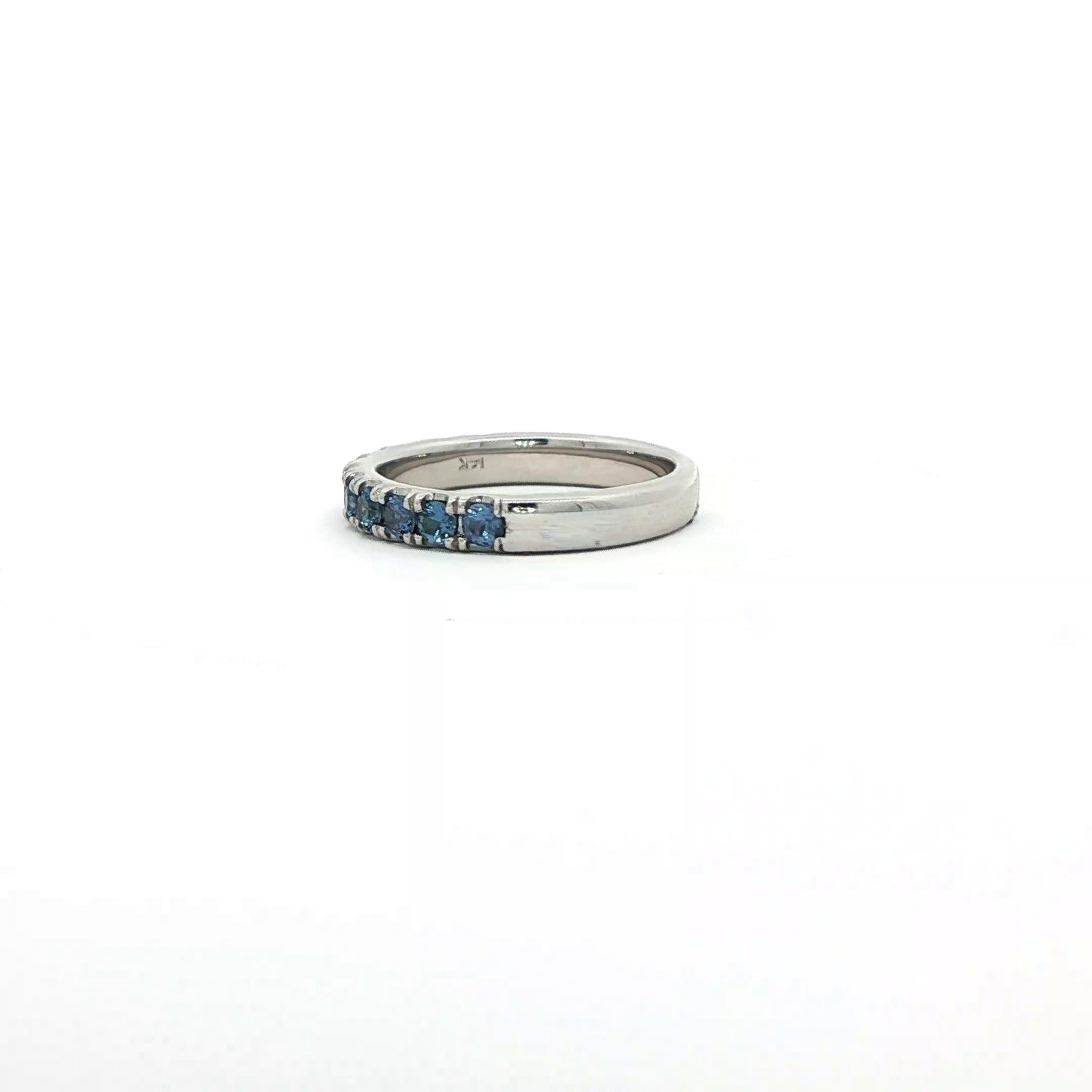 Montana Yogo Sapphire 11-Stone U-Cup Band in White Gold (0.75cts TWT) side