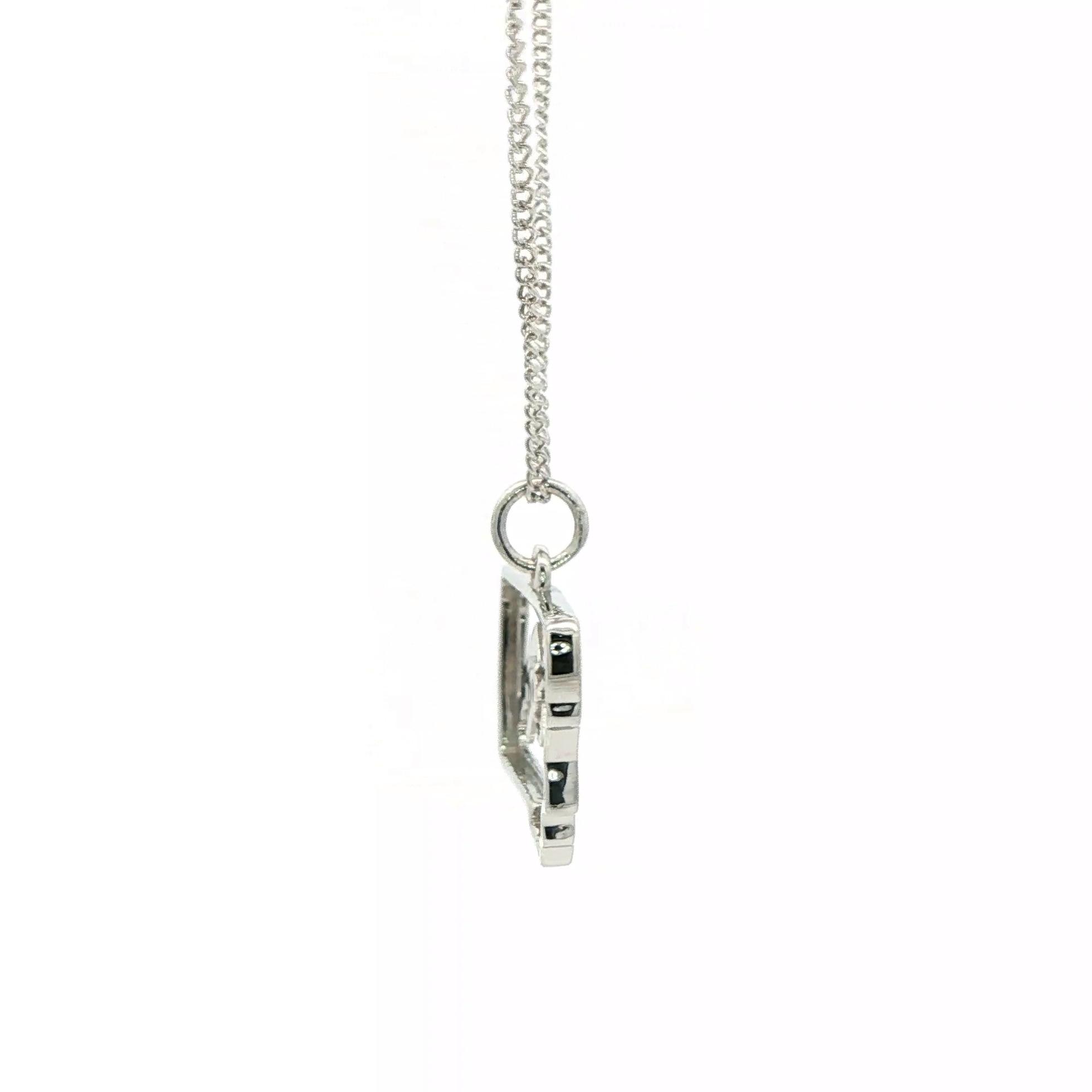 State of Montana Outline with Mountain Silhouette and Montana Yogo Sapphire Necklace in Sterling Silver (0.05ct) side
