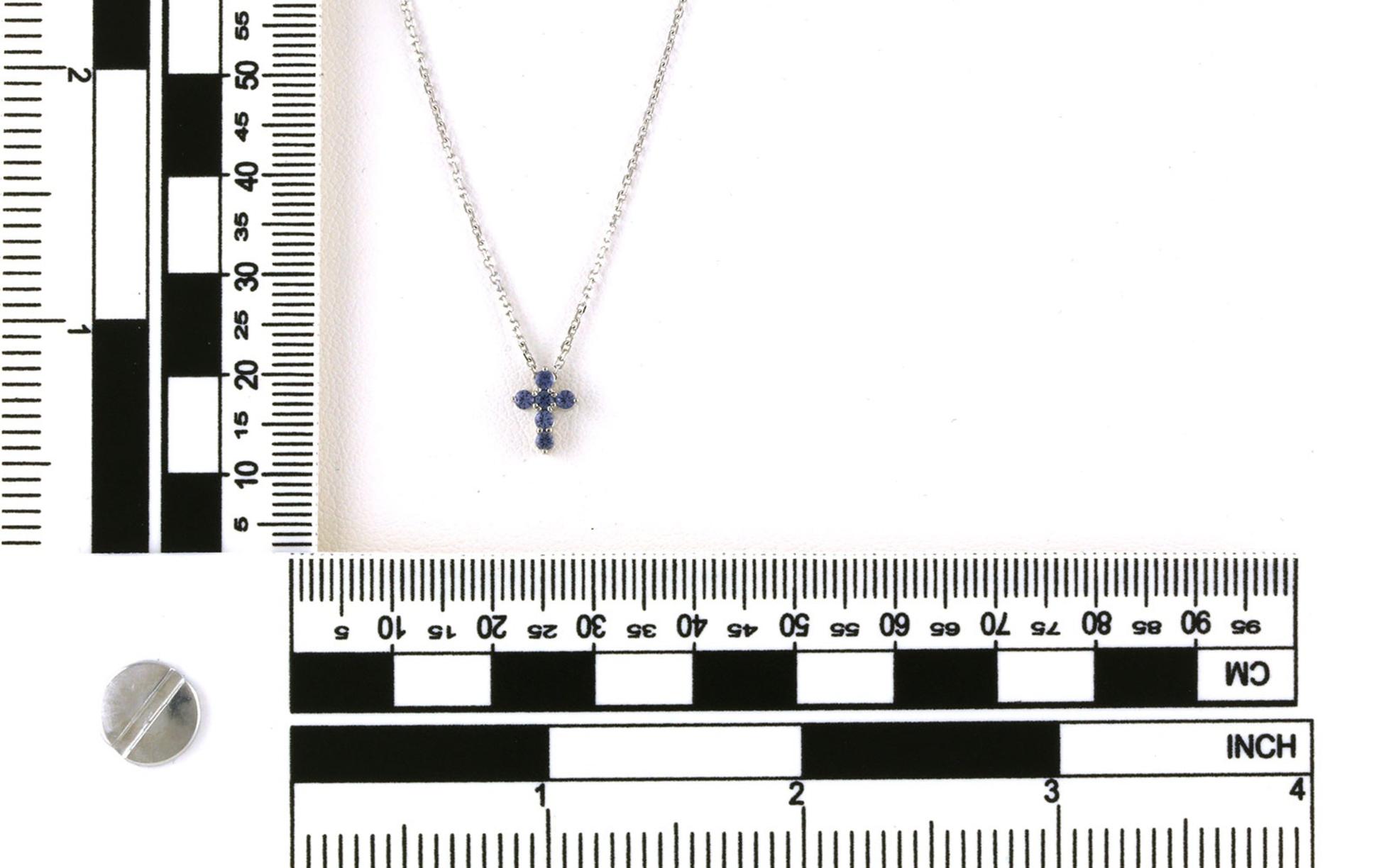 6-Stone Montana Yogo Sapphire Cross on Split Chain in White Gold (0.24cts TWT) scale