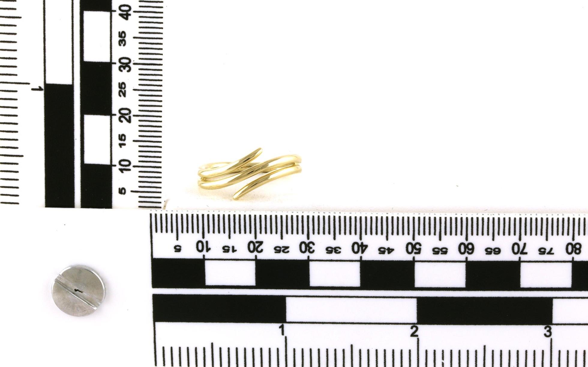Bypass Style 3-Row Ring in Yellow Gold scale