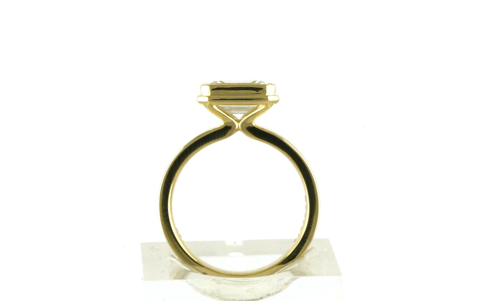 Wide Landscape-Set Bezel Solitaire Ring with Cubic Zirconia in Yellow Gold (2.00ct) side