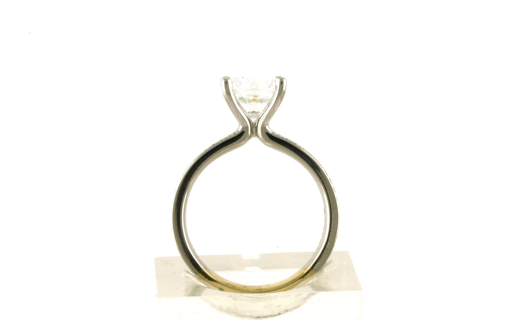 Two Tone 4-Prong Wide Band with Pave/Polished Shank in Yellow and White Gold (2.17cts TWT) side