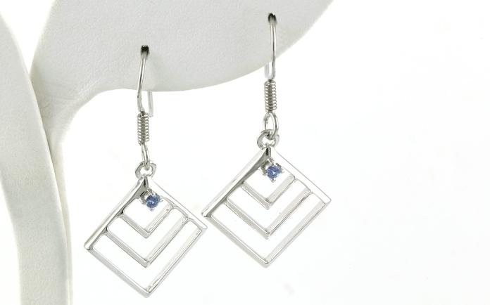 content/products/Square Modern Earrings with Montana Sapphires in Sterling Silver (0.08cts TWT)