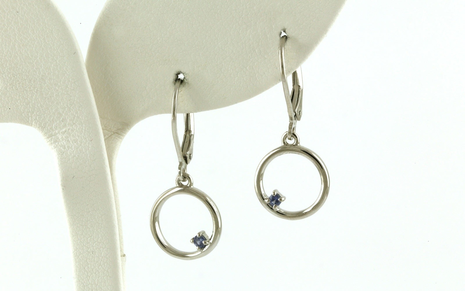 Circle Leverback Earrings with Montana Yogo Sapphires in Sterling Silver (0.08cts TWT)