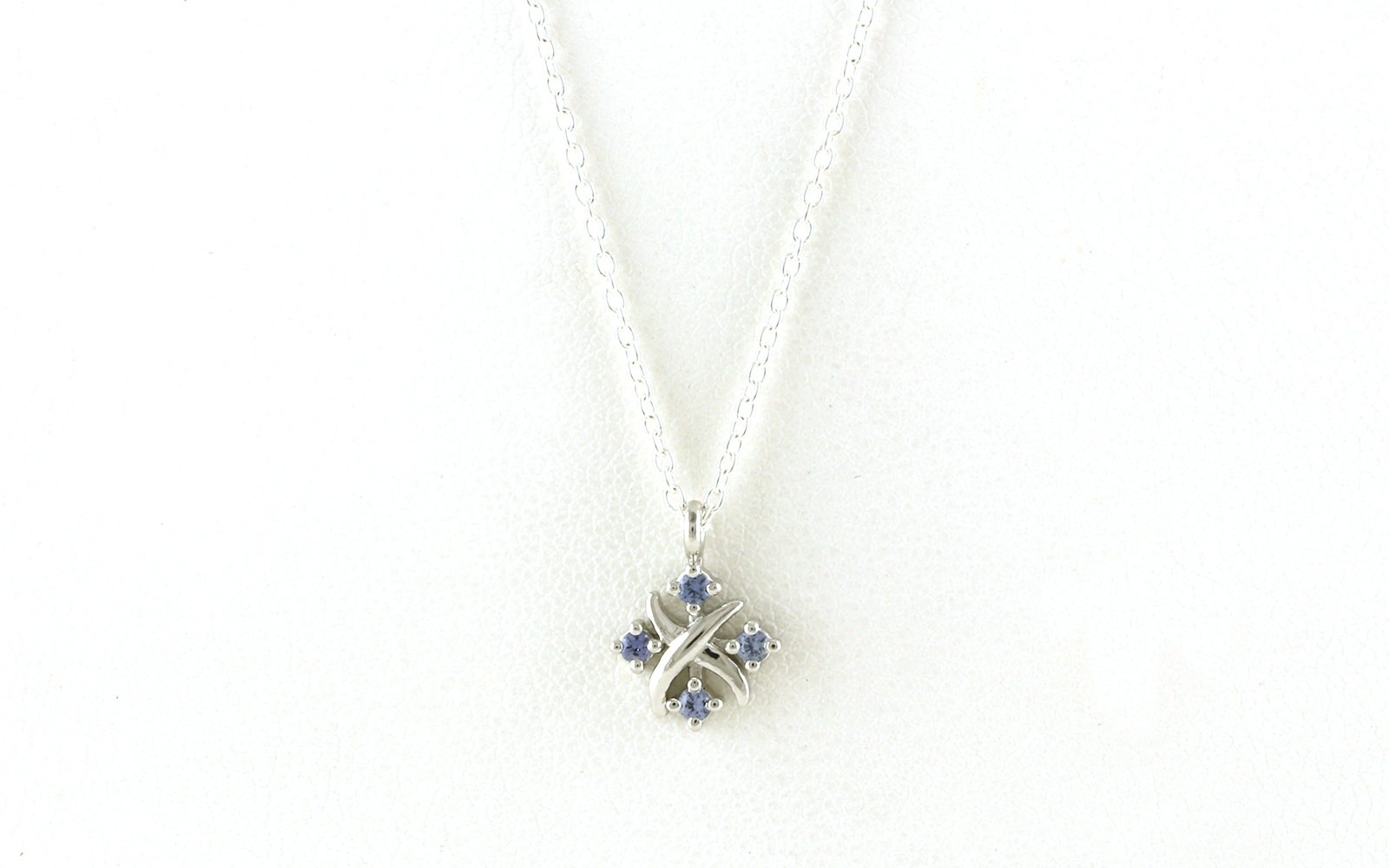 4-Stone X Cluster Montana Yogo Sapphire Necklace in Sterling Silver (0.12cts TWT)