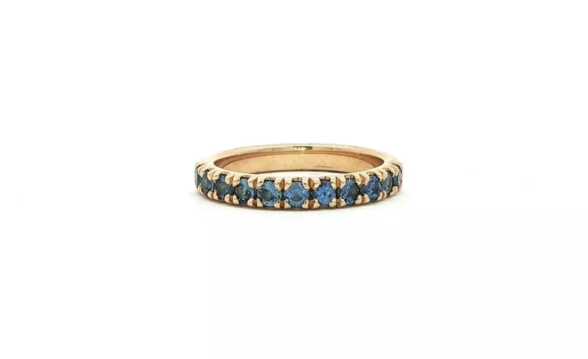 Montana Yogo Sapphire 11-Stone U-Cup Band in Yellow Gold (0.74cts TWT)
