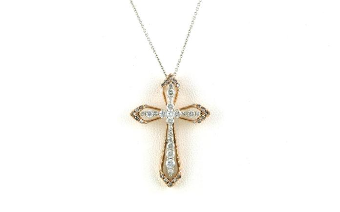 content/products/Two Tone Diamond Cross Necklace in White and Yellow Gold (1.00cts TWT)