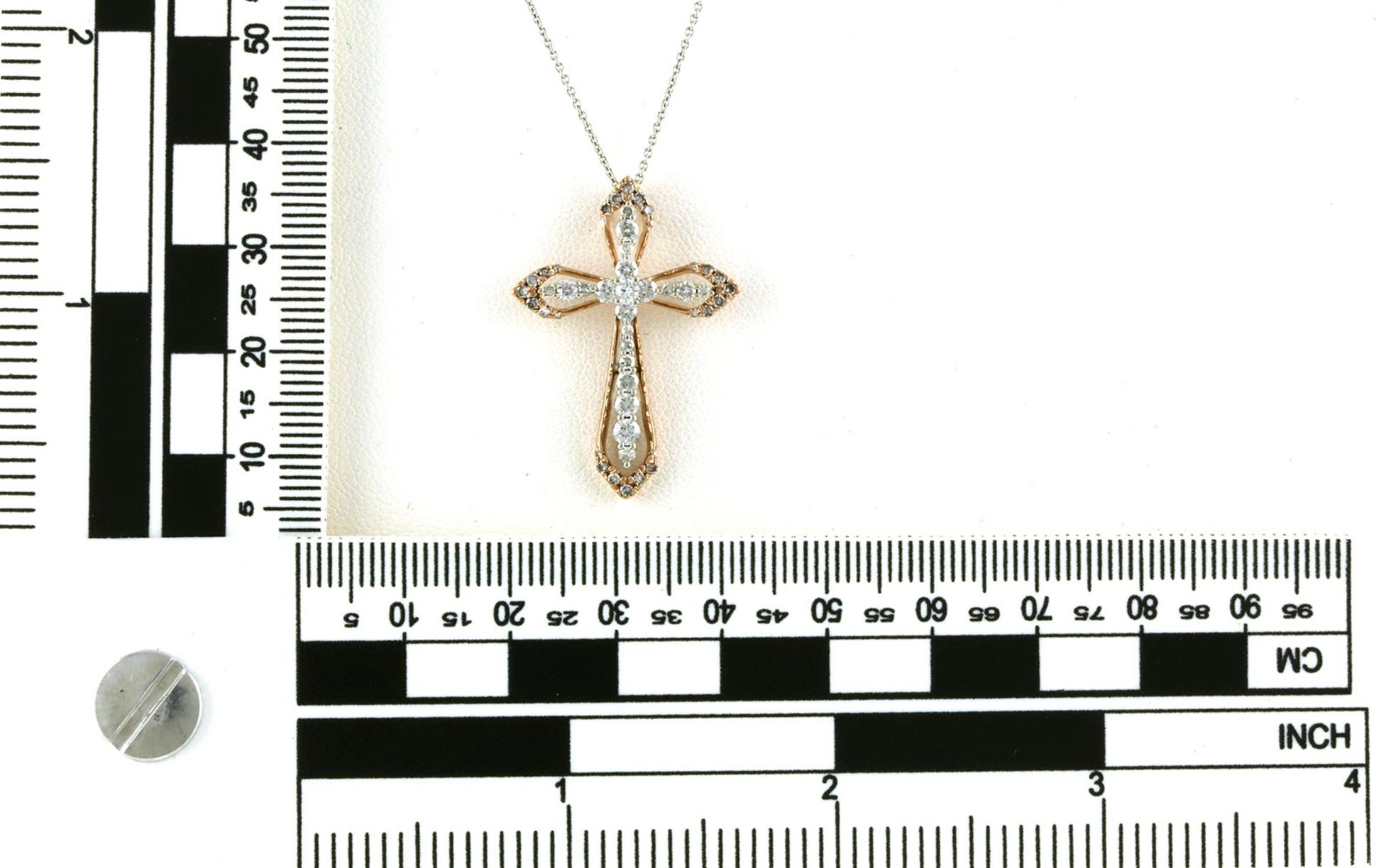 Two Tone Diamond Cross Necklace in White and Yellow Gold (1.00cts TWT) scale