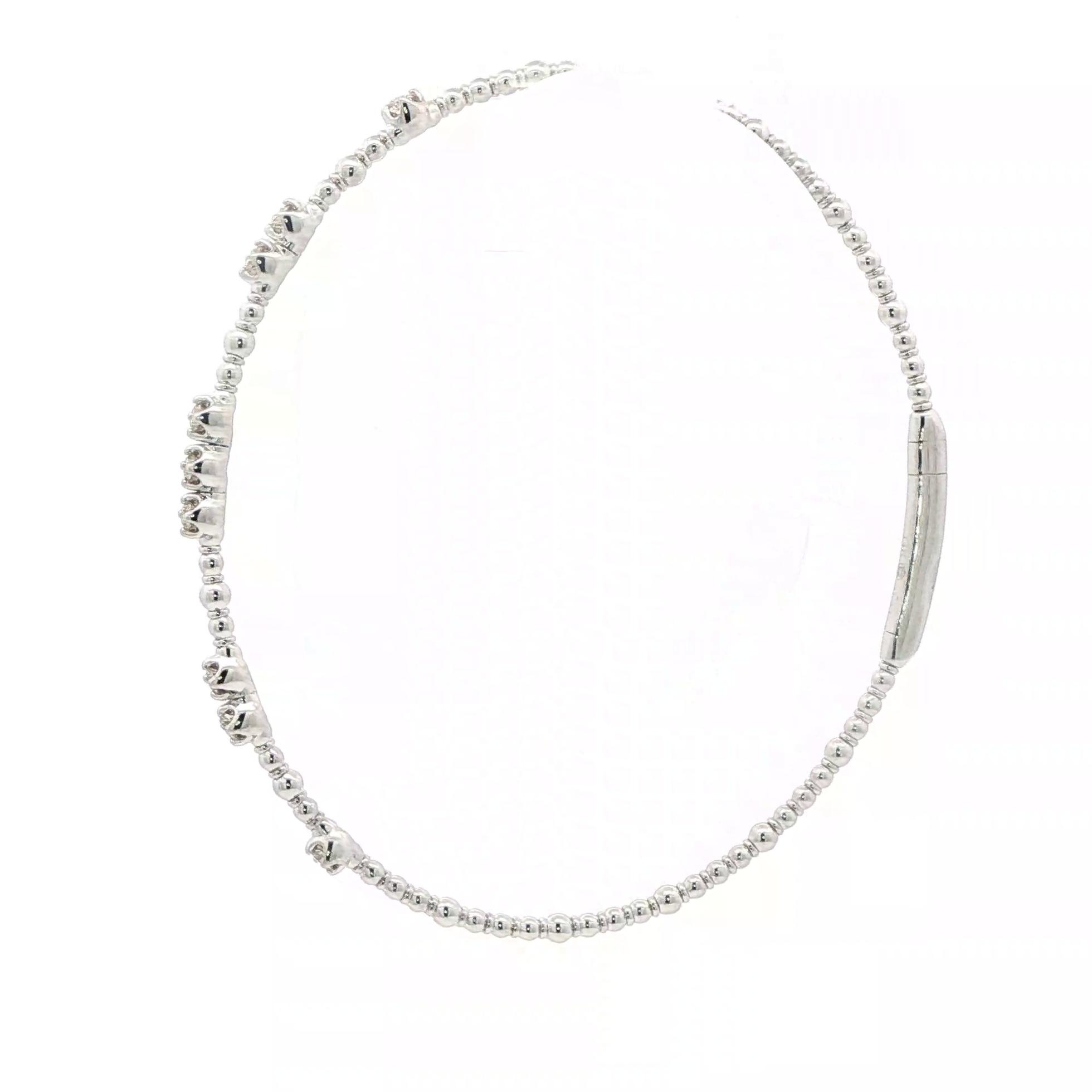 Cluster Station Flexi-Cuff Diamond Bracelet in White Gold (0.31cts TWT) side