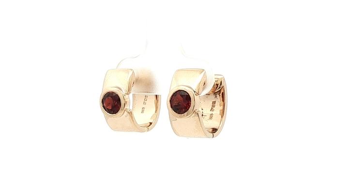 content/products/Estate Piece: Wide Garnet Hoop Earrings in Yellow Gold side