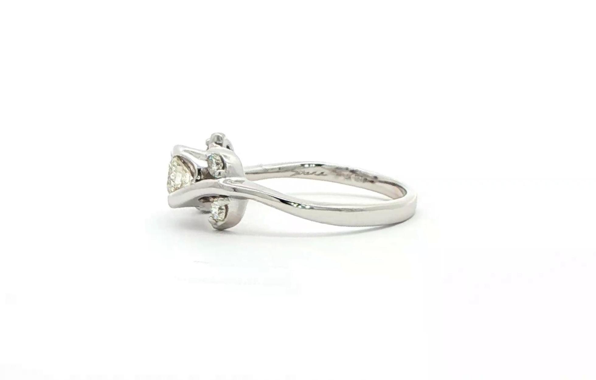 Estate Piece: Flower Petal Diamond Ring in White Gold (0.33cts TWT) side