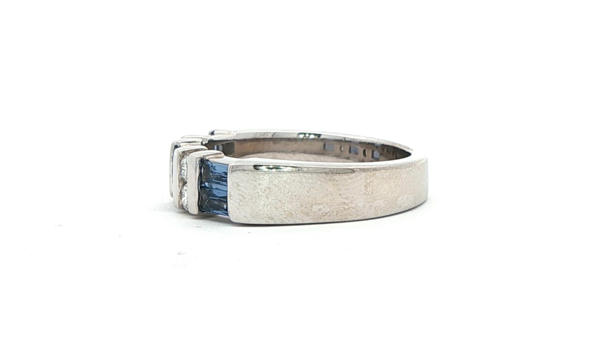 Two-Row Bar Setting Montana Yogo Sapphire and Diamond Ring in White Gold (0.91cts TWT) side