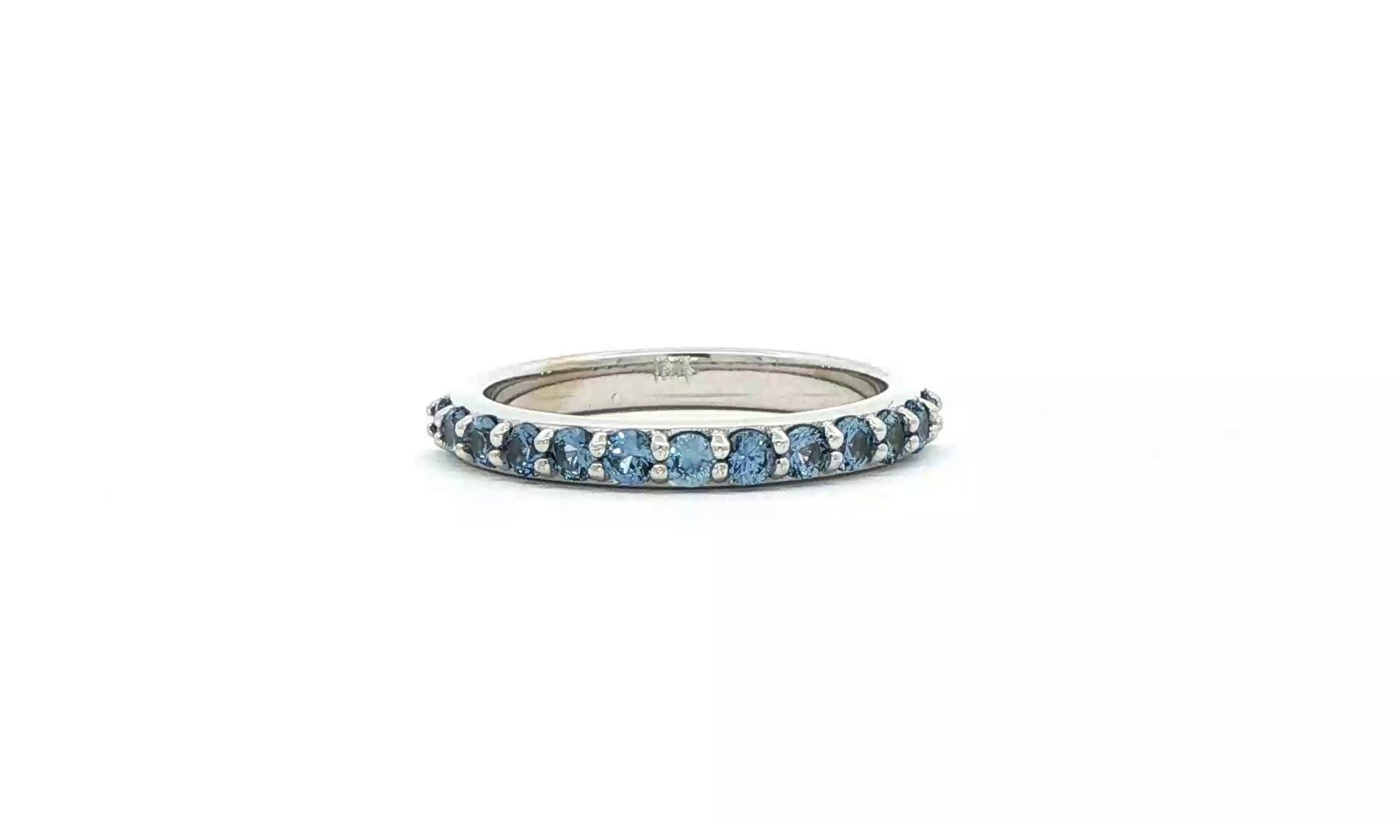 13-Stone Share-Prong Montana Yogo Sapphire Ring in White Gold (0.39cts TWT)