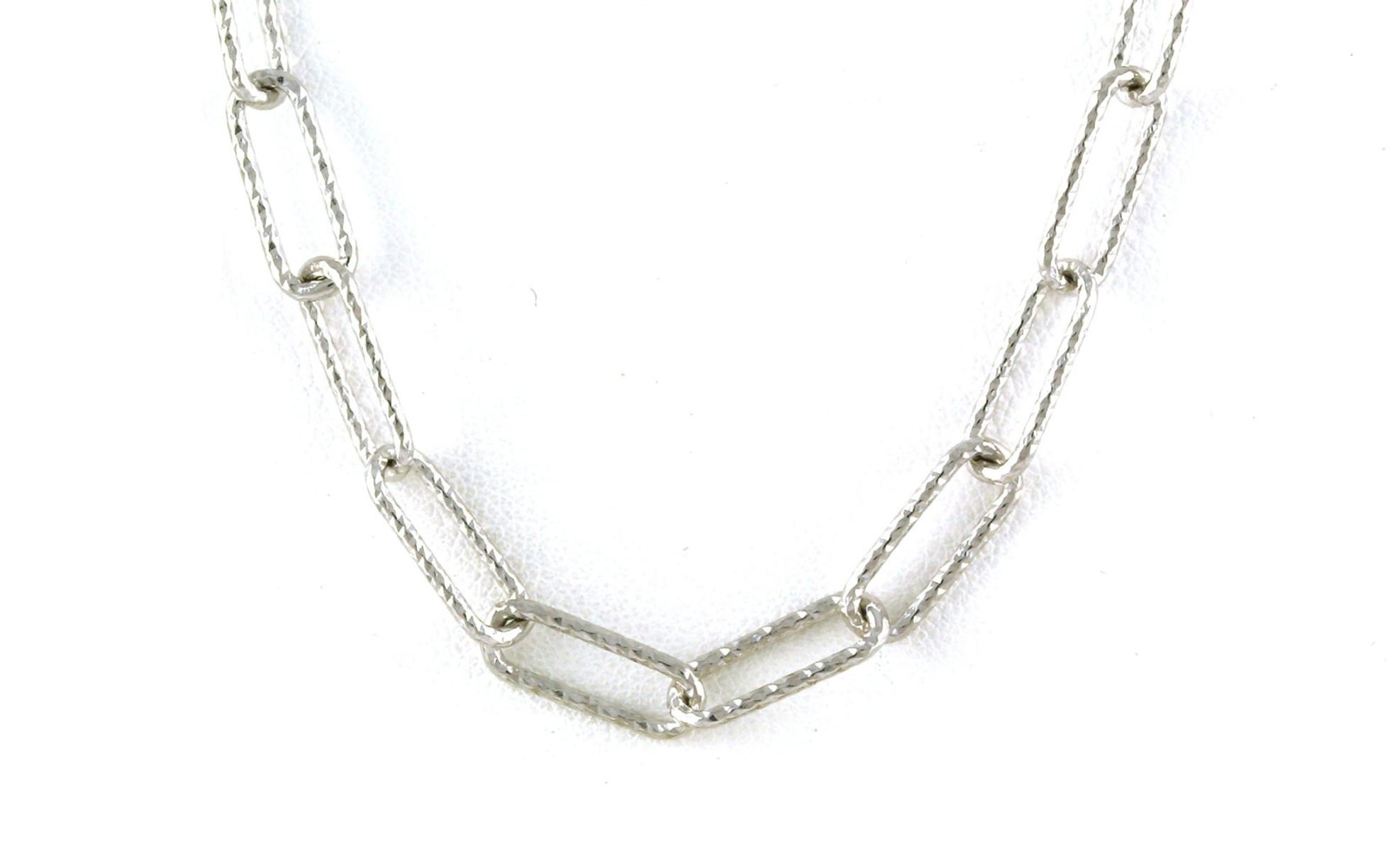Textured Paperclip Style Link Chain in Sterling Silver