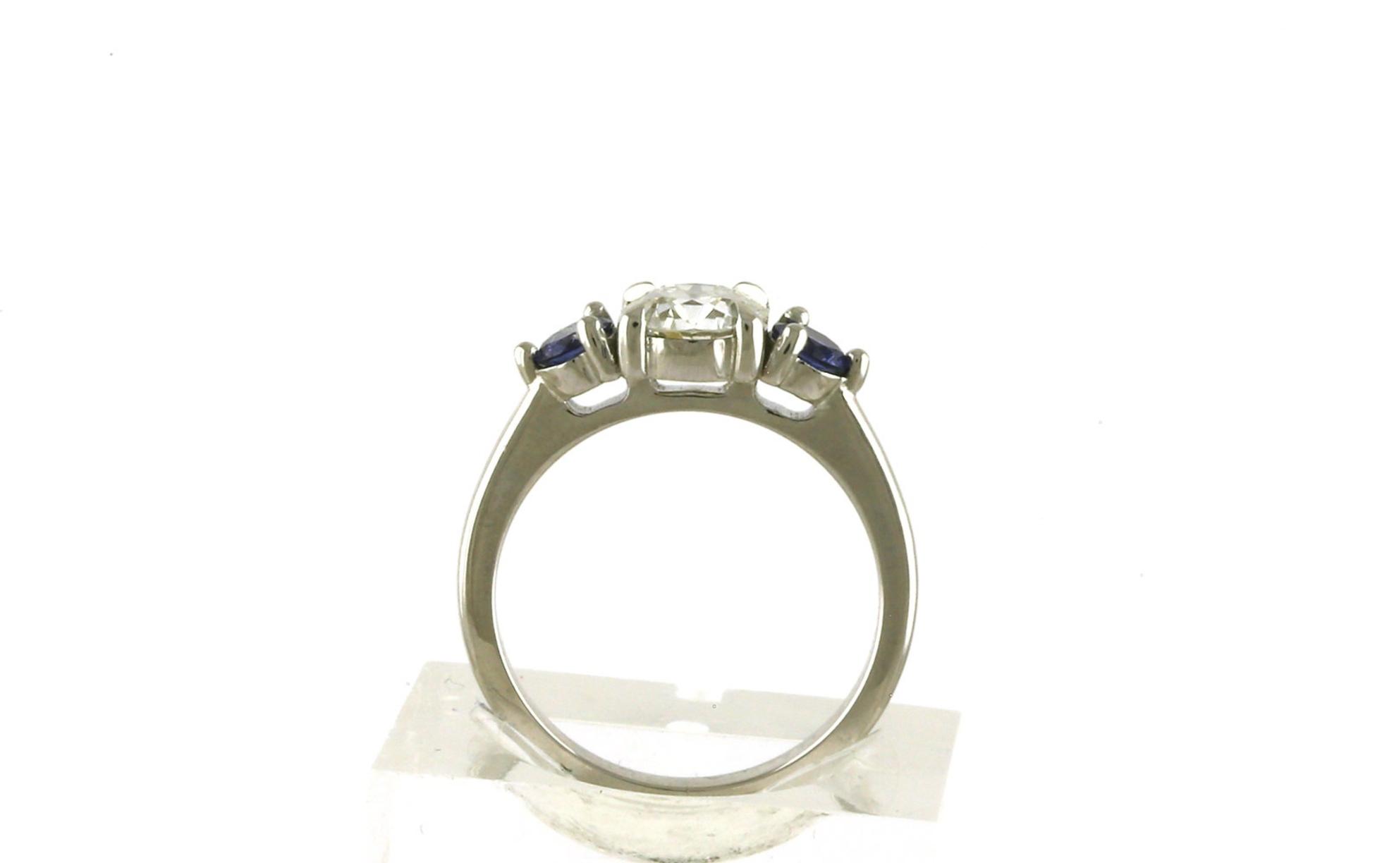 3-Stone Prong-Set Diamond and Montana Yogo Sapphire ring in Platinum (1.51cts TWT) side