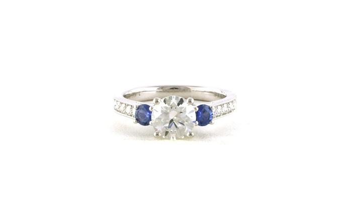 content/products/3-Stone Diamond and Montana Yogo Sapphire Milgrain Pave Shank Ring in White Gold (2.06cts TWT)