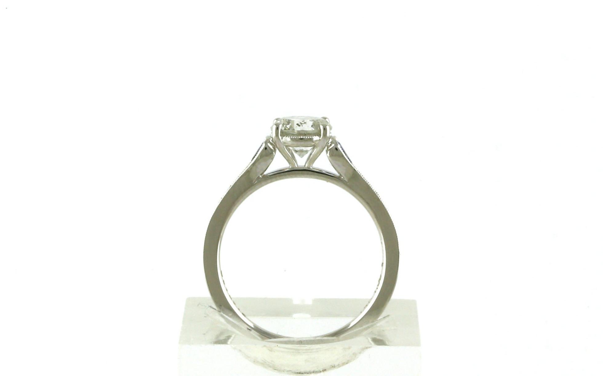 3-Stone Style Diamond and Montana Yogo Sapphire Pave Shank Ring in White Gold (1.31cts TWT) side