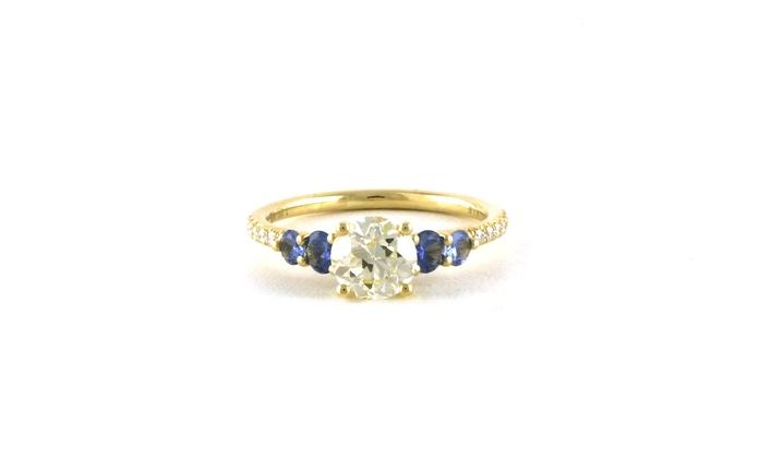 content/products/5-Stone Style Diamond and Montana Yogo Sapphire Pave Shank Ring (1.96cts TWT)