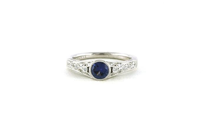 content/products/Bezel-Set Montana Yogo Sapphire and Diamond Milgrain Pave Shank Ring in White Gold (1.06cts TWT)