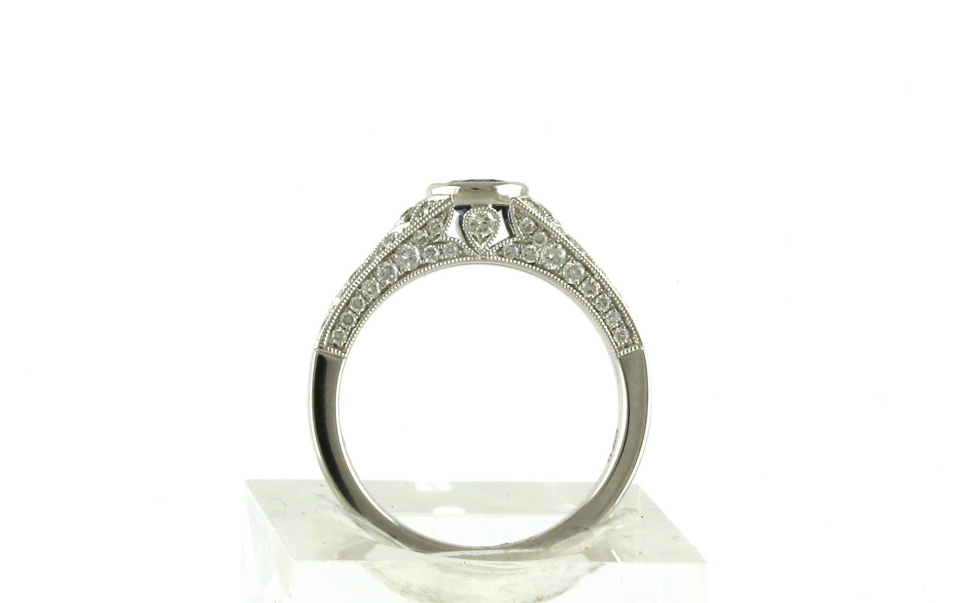 Bezel-Set Montana Yogo Sapphire and Diamond Milgrain Pave Shank Ring in White Gold (1.06cts TWT) side